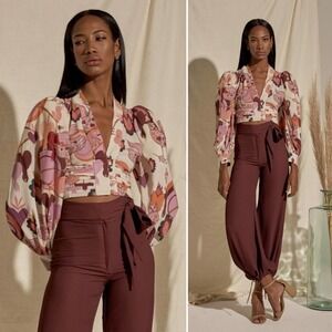 Glory Ang Morana Magical Creatures Novelty Printed Pleated Puff Sleeve Blouse